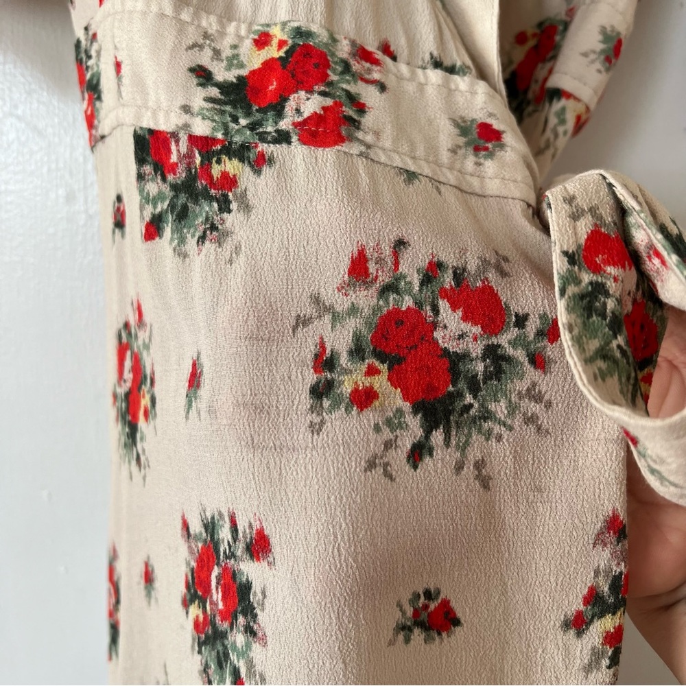 GANNI Female Wrap High Low Dress in Beige Floral - Picture 7 of 8